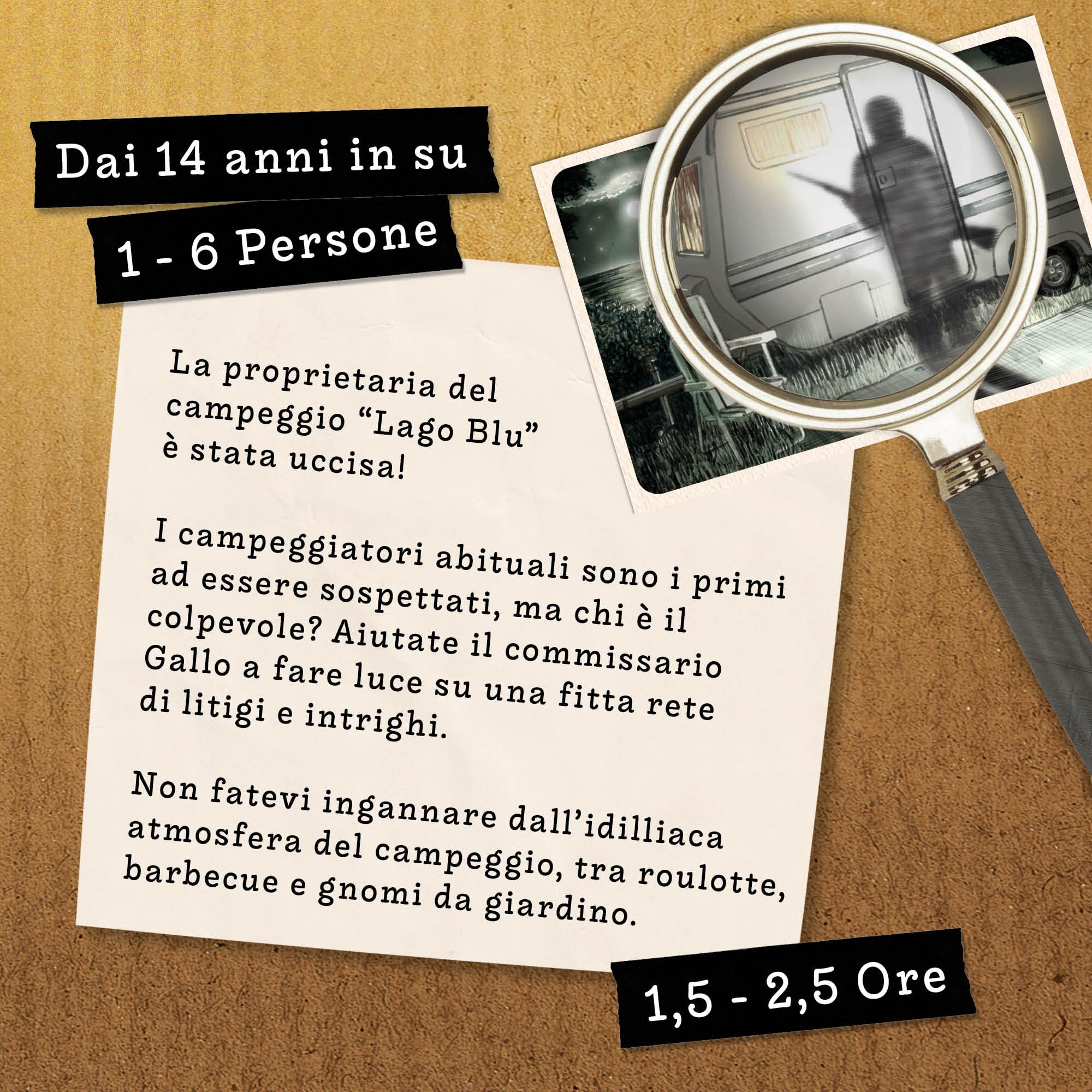 Hidden Games Luogo del Reato – Il killer del campeggio – Gioco investigativo, tipo Escape Room da tavolo, giochi nascosti, risolvi un caso, detective gallo, caso da risolvere, cold case gioco