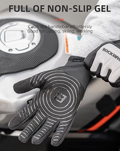 Miniatura 5 de ROCKBROS Guantes de ciclismo de invierno para hombre, guantes térmicos para correr para clima frío, guantes de esquí de invierno, guantes de nieve,