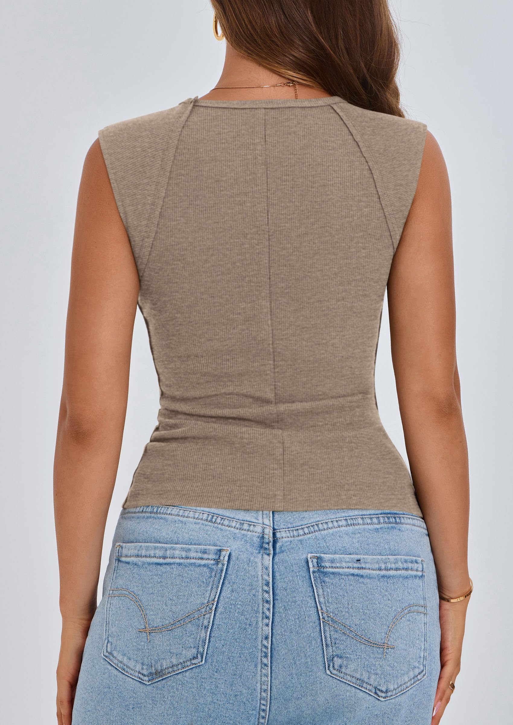 PRETTYGARDEN Women's Ribbed Tank Tops 2026 Summer Cap Sleeve Slim Fitted Knit Basic Casual Tee Shirts Trendy Fashion Clothes — view 42