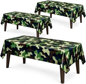 AnapoliZ Army Plastic Tablecloth | 3 Pcs Pack 54 Inch Wide x 102 Inch Long | Rectangular Camouflage Table Cover | Military Party Table Decorations | Camo Party Plastic Table Cover