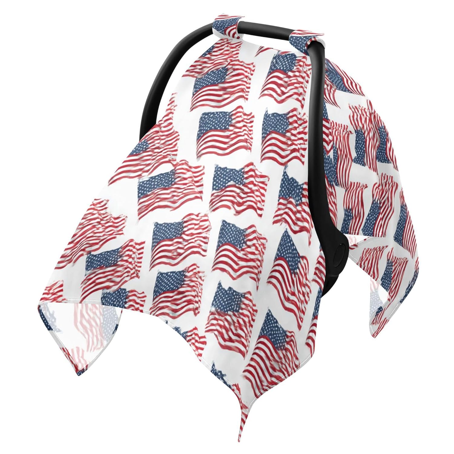 American Flag Pattern White Car Seat Cover Baby Breathable Soft Infant Carseat Covers Canopies Babies Carrier Covers for Girl Boy