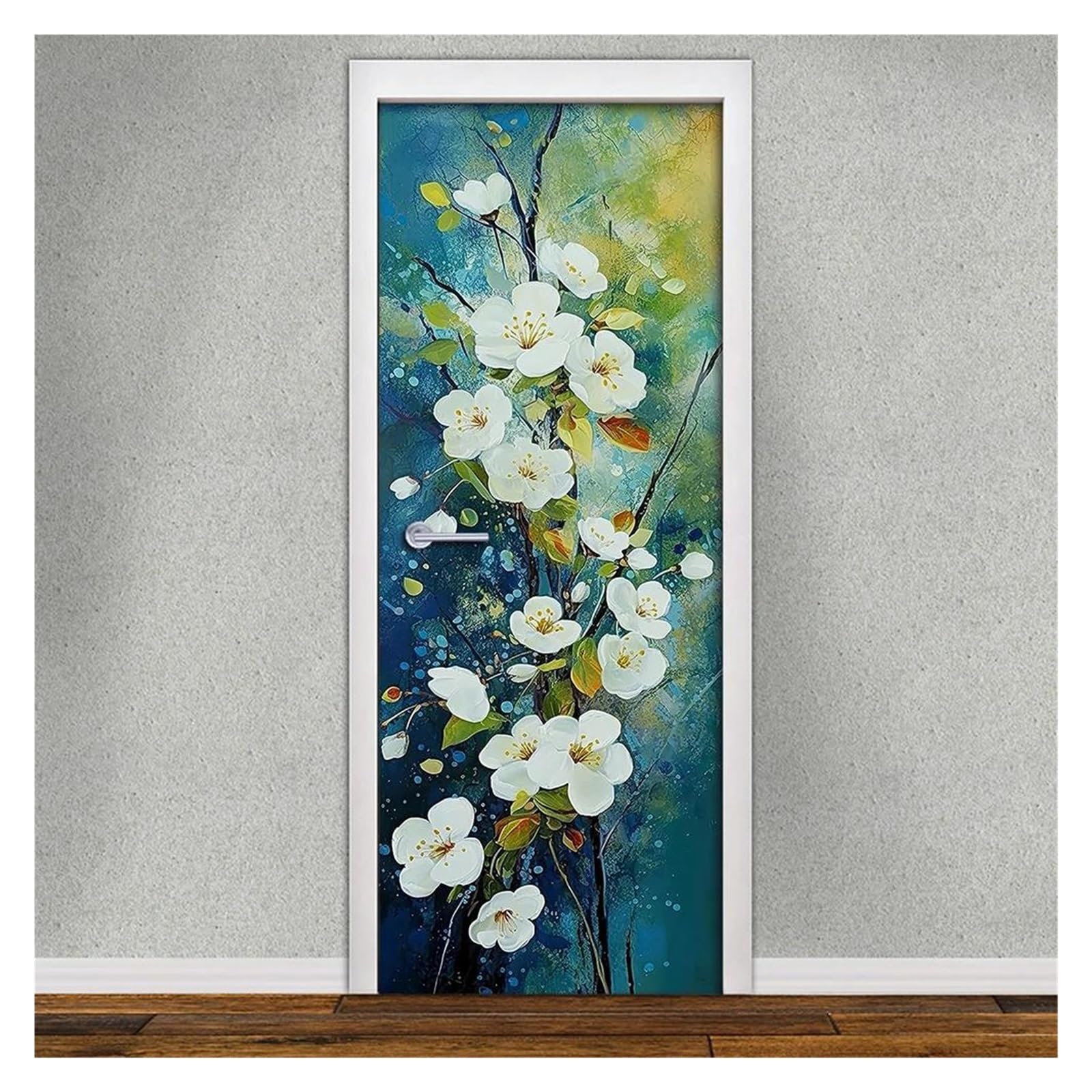 Papier peint à fleurs pour masquer les imperfections des murs de garage