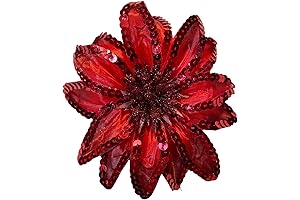 Red Sequin Poinsettia Flower Hair Clip and Pin Back