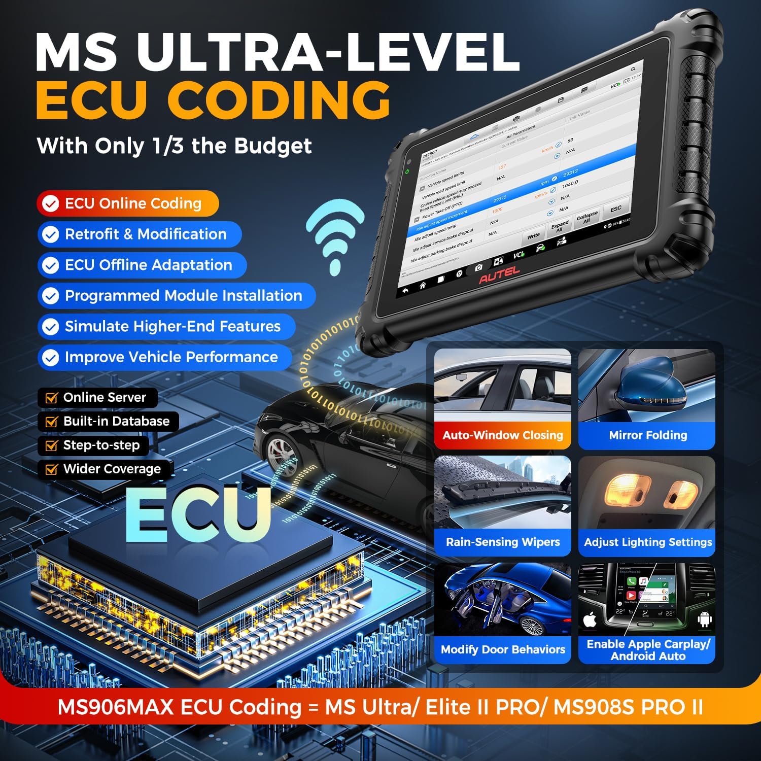 Autel MaxiSYS MS906 MAX Scanner, 2026 10'' MS906MAX 2.0 Ver. of MS906 PRO MS908S MK908 II, Lite of Elite 2 PRO, Top Scan Tool Bidirectional, 3000+ Active Test, 40+ Resets, CAN FD DoIP Auto Scan2.0 FCA