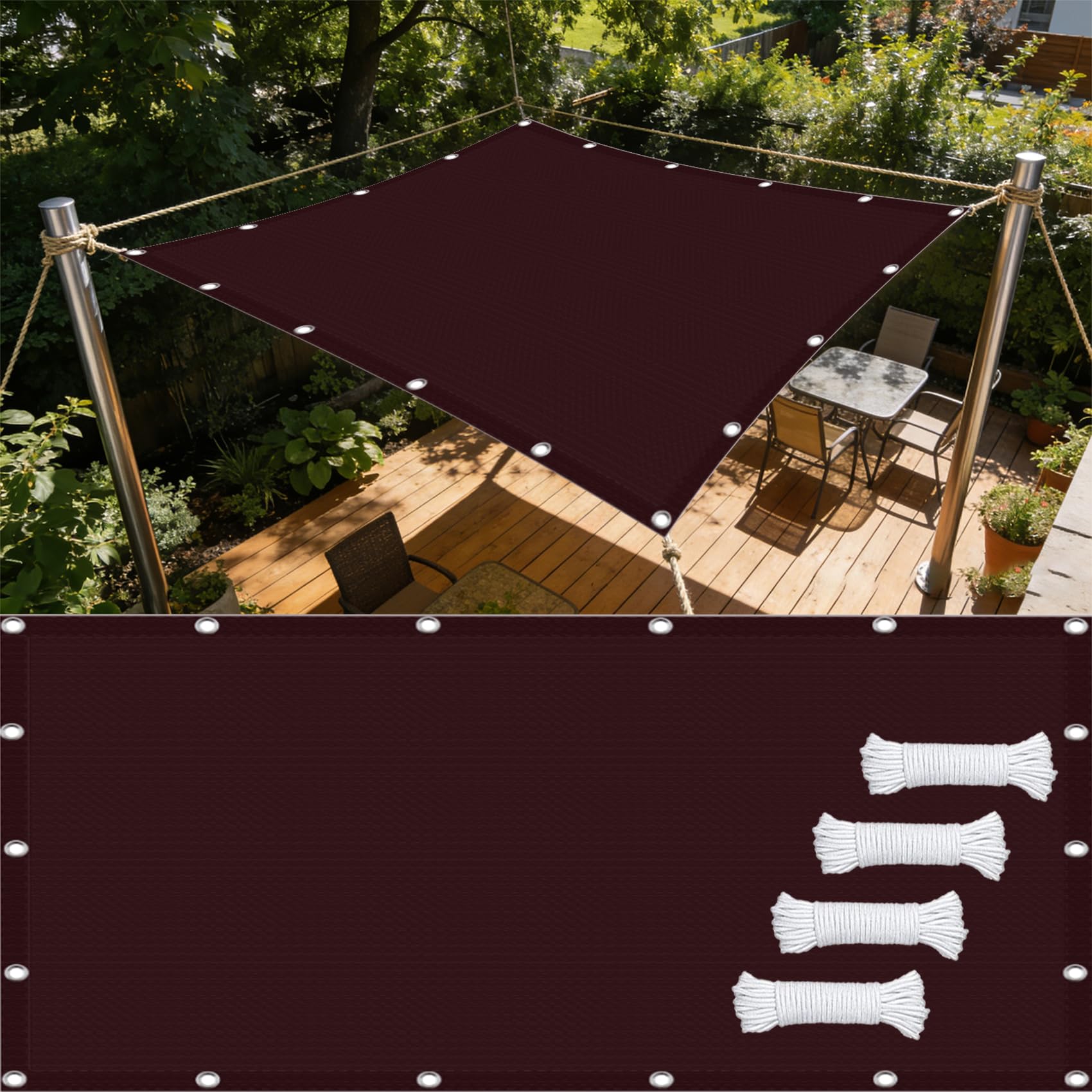 Voile d'ombrage anti-UV et résistant à la pluie 240x335 cm rouge