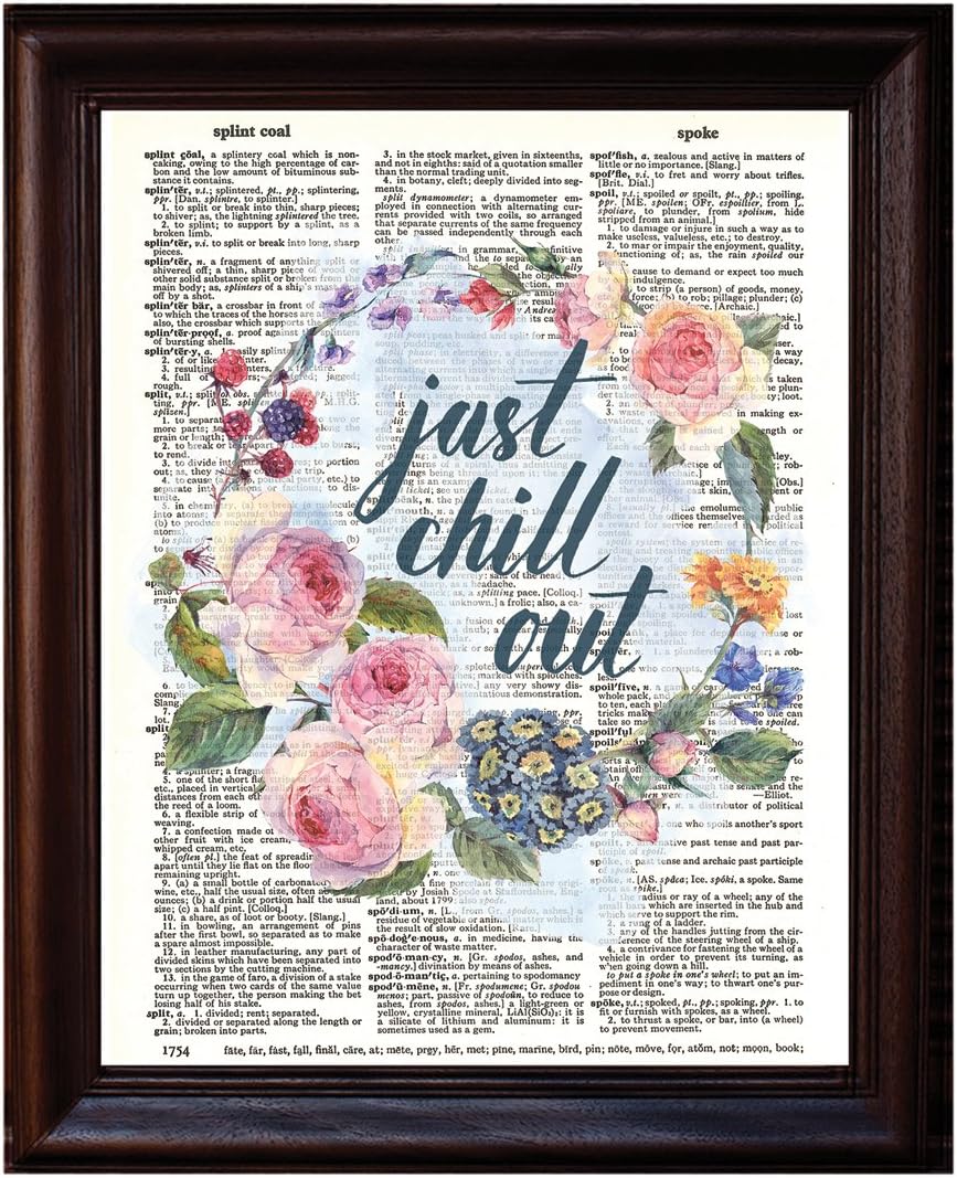 Chill Out Wreath Dictionary Art Print Printed On