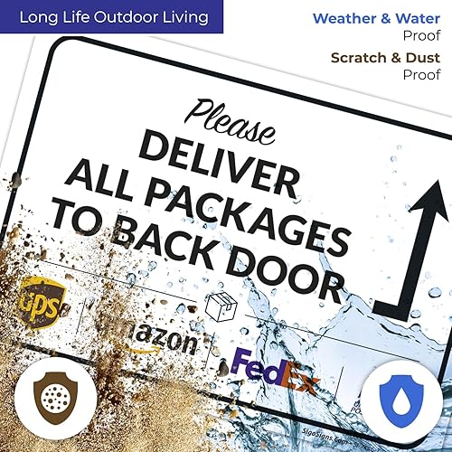 Vista 625 de Cartel de entrega del paquete, letrero de instrucciones de entrega, 10 x 7 pulgadas, aluminio 040 libre de óxido, resistente a la decoloración