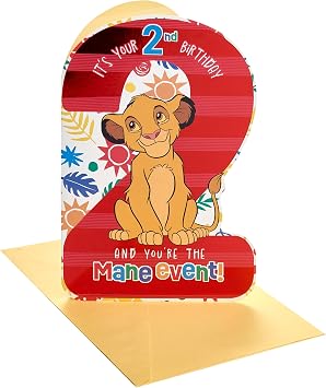 UK Greetings | Disney Lion King 2nd Birthday Card for Boy | Simba Design