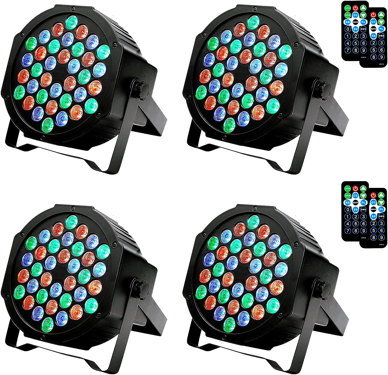 36 LED Lumière de Scène Phare par lampes Lunsy RVB multicolores Éclairage Scène Éclairage flexible Télécommande Contrôle DMX Disco Lumières Bar Noël Halloween