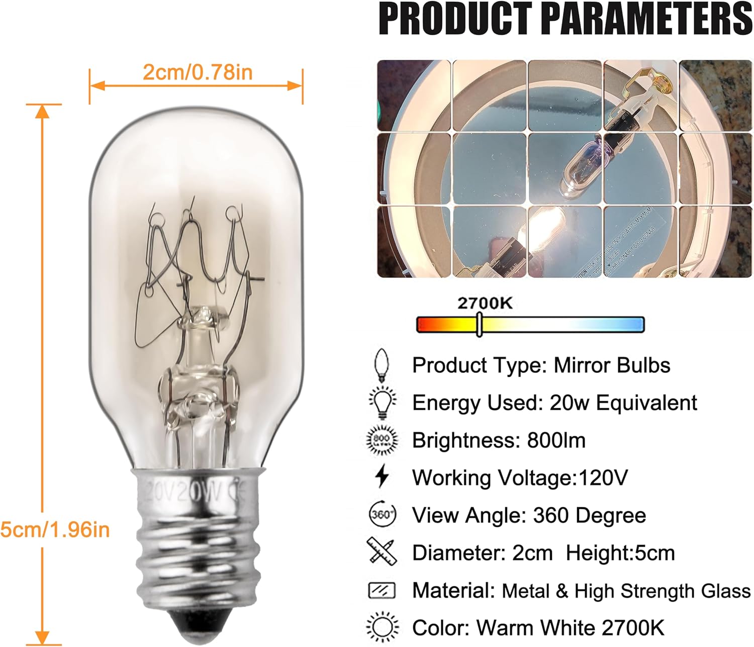 Lighted Incandescent Mirror Replacement Bulb for Conair 20 Watt