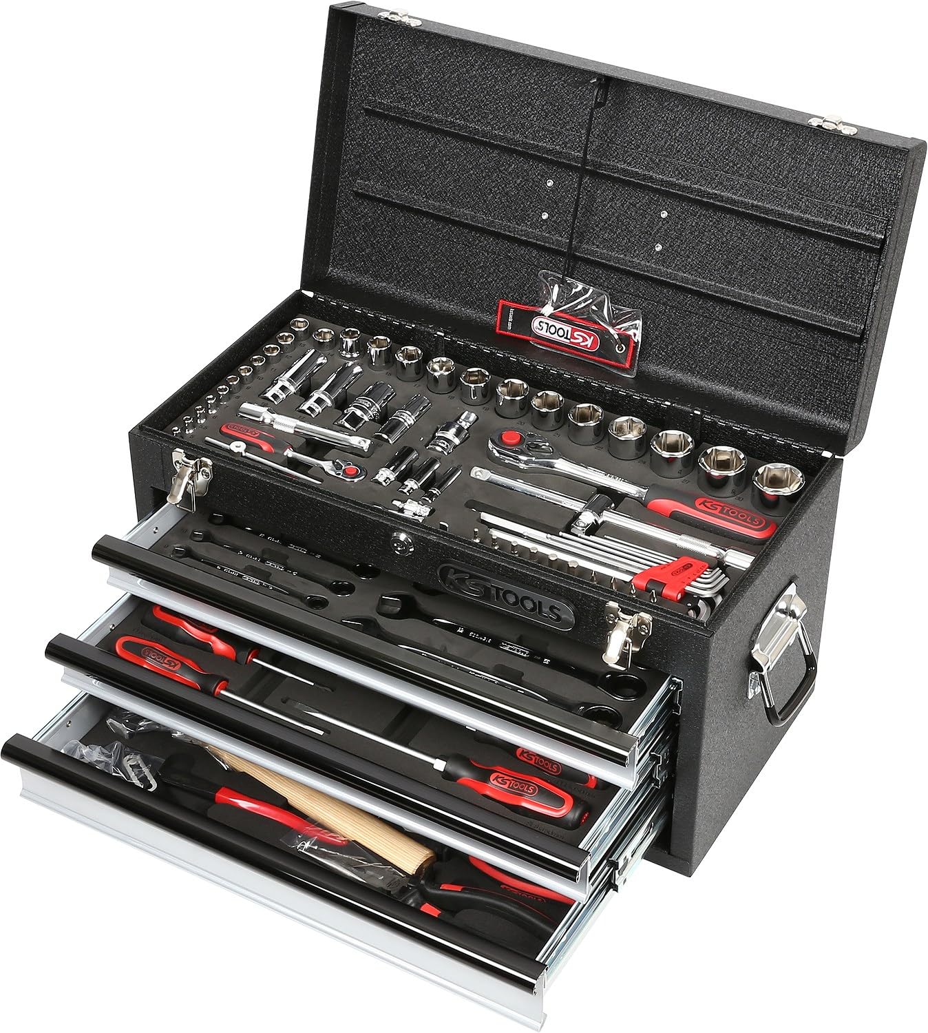 KS Tools 918.0100 Coffre à outils BLACKplus équipé - 3 tiroirs et plateau - 100 pcs