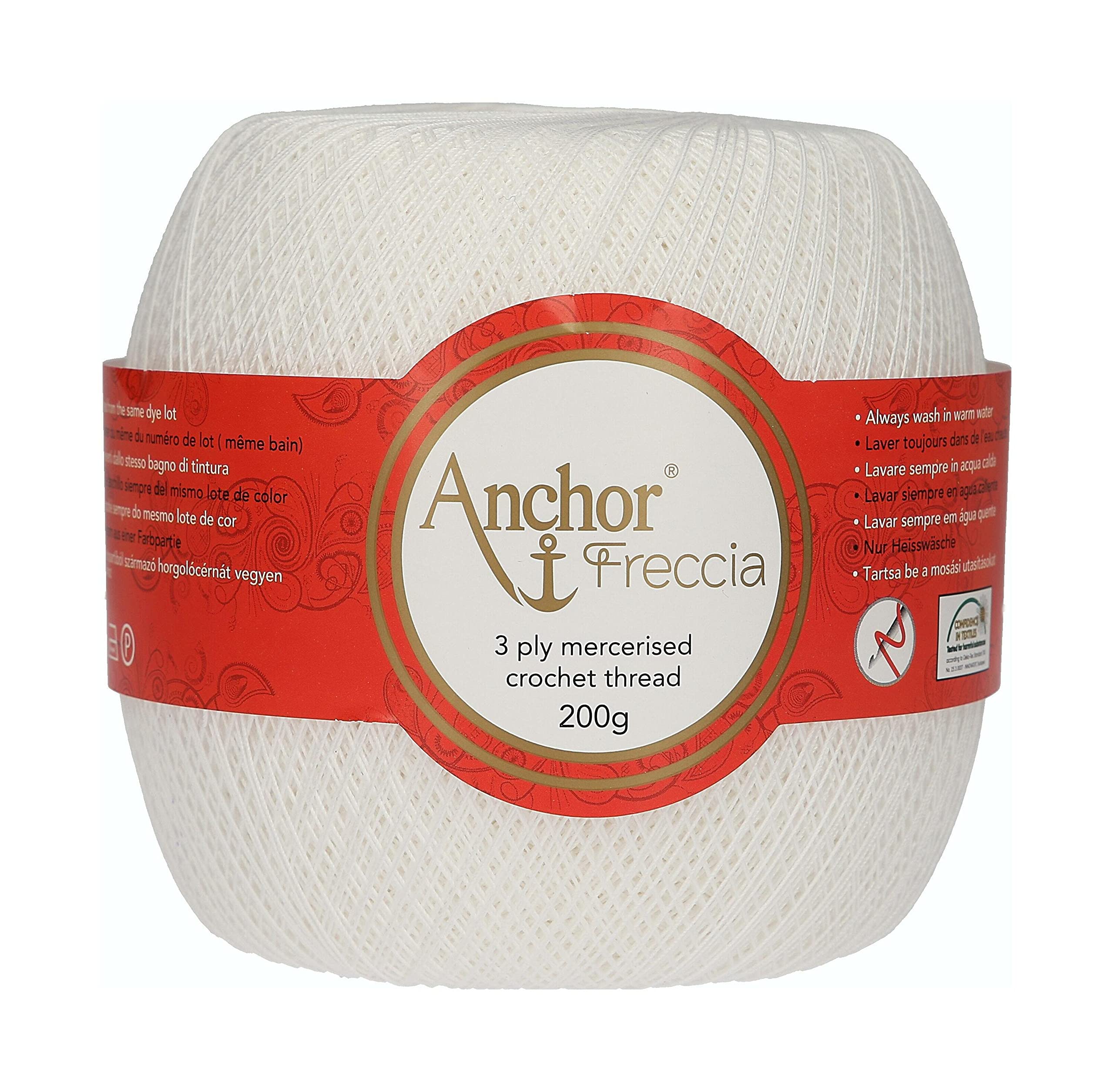 Fils à crocheter en coton Anchor Freccia 16 bobine 200g pour napperon et dentelle au crochet
