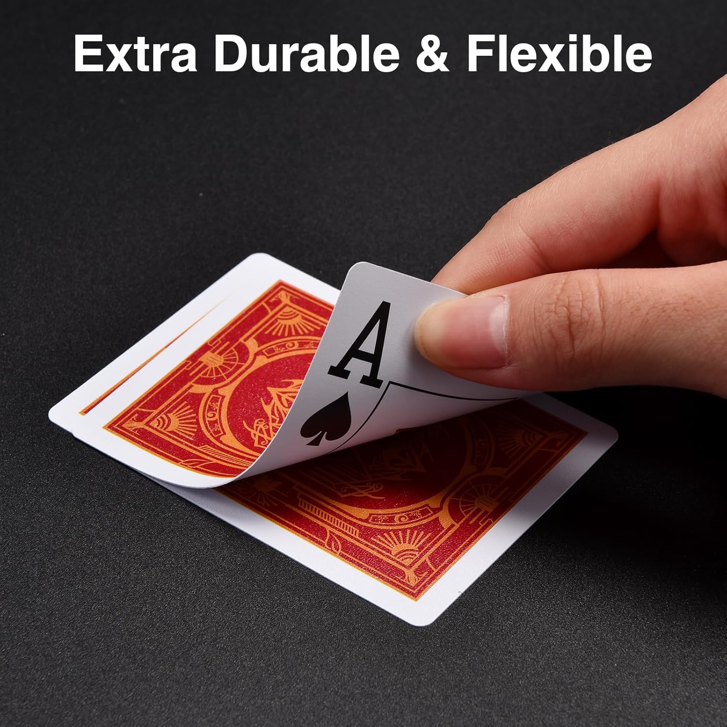 100% Plastic Playing Card Set, Jumbo Index, Poker Size, Superior Flexibility and Durability, Waterproof & Washable, Professional Playing Cards for Texas Hold’em Poker