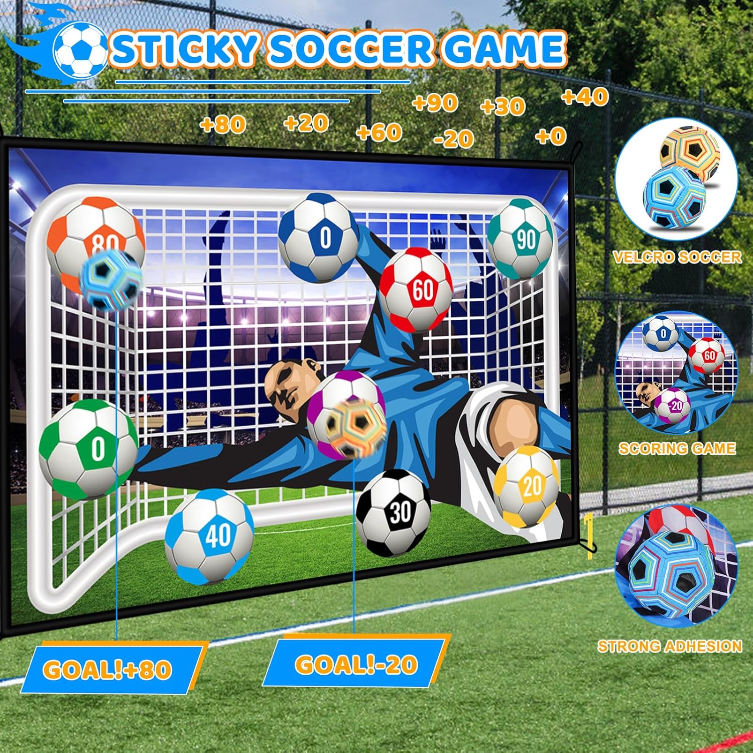 Nazano Soccer Ball Game Set for Kids, Indoor Outdoor Backyard Toss Soccer Goal Game with 2 Balls, 1 Flannel Target, Soccer Toys for 4 5 6 7 8 Years Old Kids Birthday