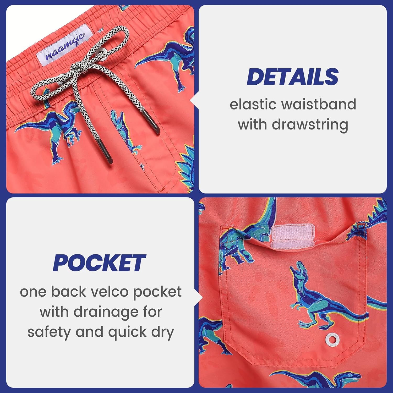 maamgic Mens Swim Trunks 5" Quick Dry Beach Shorts Bathing Suits with Mesh Lining Pockets - Image 5