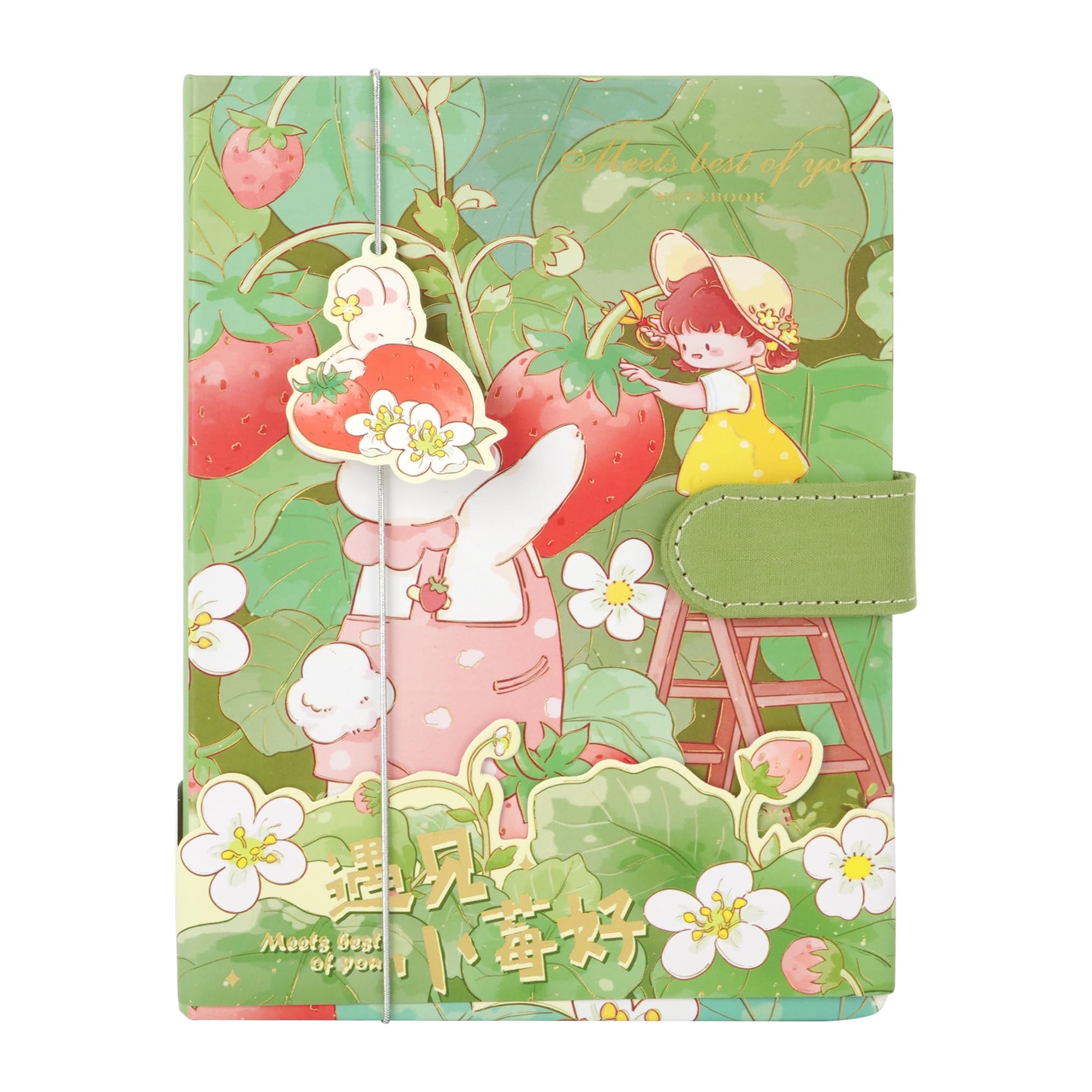 LA HUATE Cute Travel Journal Pu Leather Cover Journal Notebook Kawaii Japanese Sketchbook Journal Diary with Magnetic Buckle