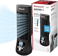 Honeywell QuietSet HTF210B 13" Oscillating Personal Table Fan - Quiet Operation, 4 Power/Sound Levels for Desk or Bedroom, Black