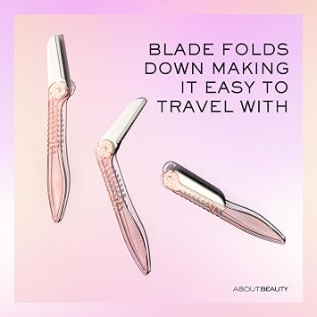 About Beauty Fuzz-Free Fold-n-Go Groomers - 3 Folding Beauty Groomers for Hair Removal, Ideal for Shaving, Exfoliating, and Brow Shaping, Japanese Steel Gently Removes Facial Hair