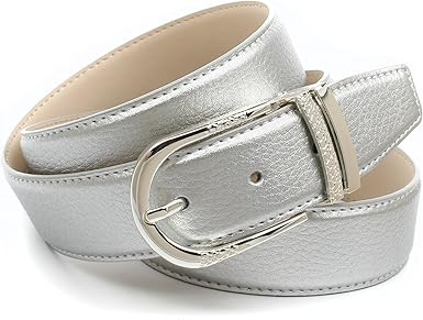 Cintura Donna Anthoni Crown In Vera Pelle Bianca - Larghezza 2,5 Cm, Fibbia Argento Con Cristallo
