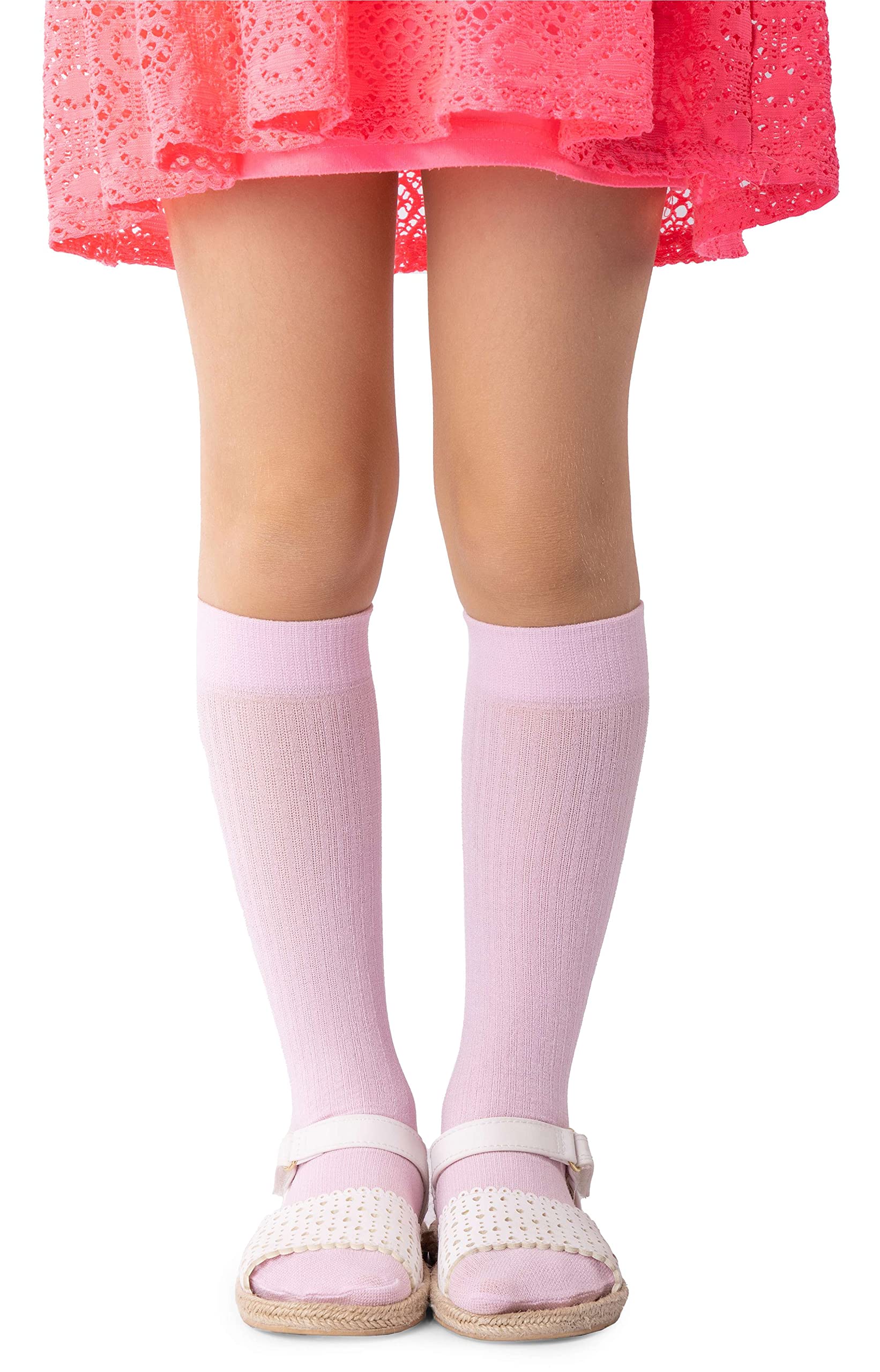 NOQ Niños Niñas rayas hasta la rodilla 100 DEN cómodo suave cálido calcetines flexibles niños pequeños Casual lindo uniforme escolar vestido sobre la pantorrilla un par Molly