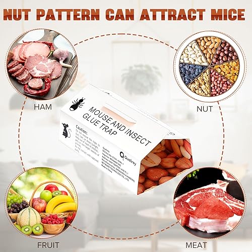 Miniatura 6 de Qualirey Paquete de 30 trampas de pegamento para ratones extra adhesivas para ratones, con peso de hasta 10.58 onzas, almohadillas adhesivas para