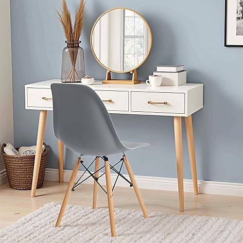 Miniatura 5 de CangLong - Sillas de comedor modernas de mediados de siglo, sillas DSW de plástico, juego de 4 unidades, color gris