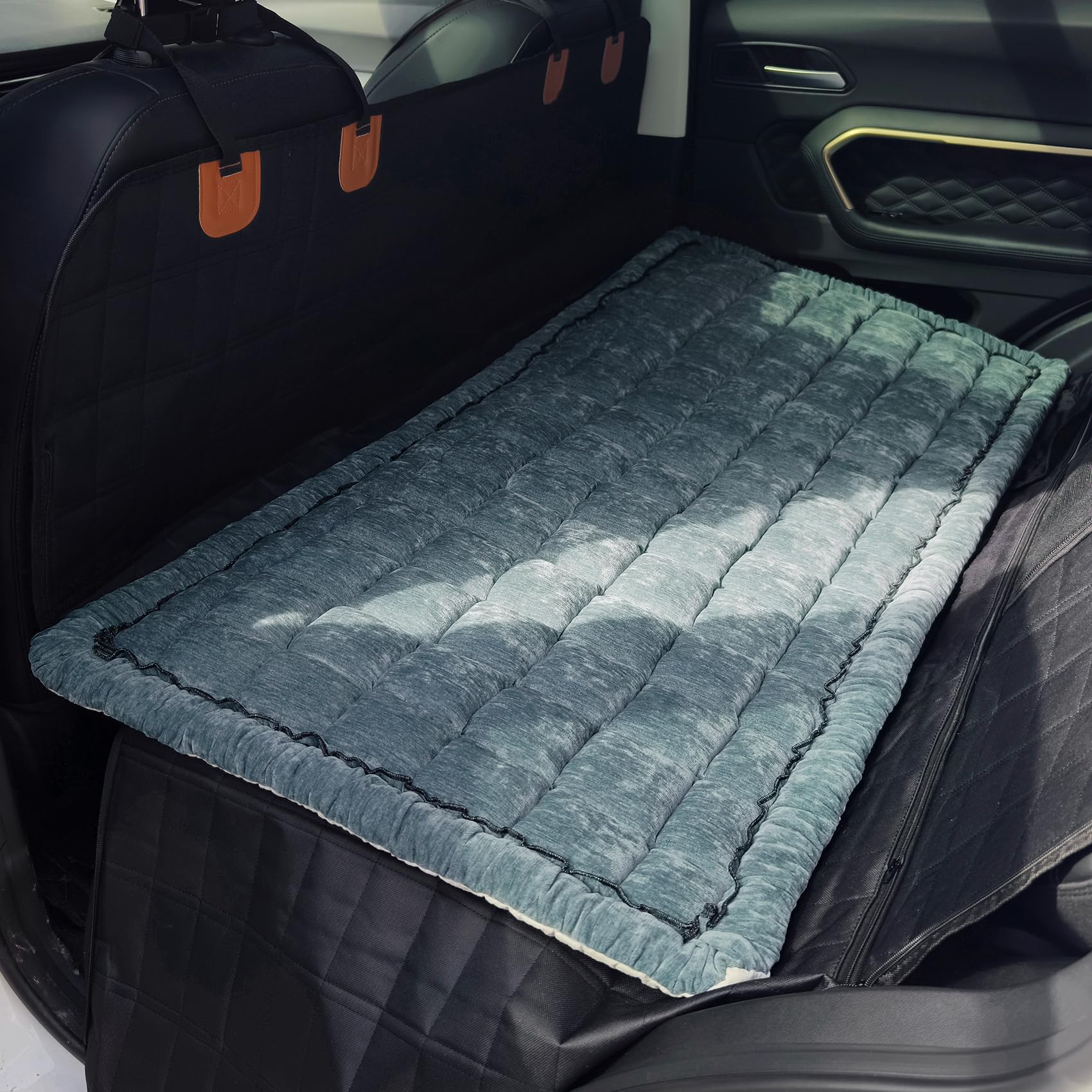 Hundematte Auto Rückbank 63×137 cm – Maschinenwaschbar, rutschfeste Hundedecke fürs Auto, Dicke PP-Wattierung, Schonbezug/Hundeschutz für SUV & Kombi (Blau, 63x137 cm)