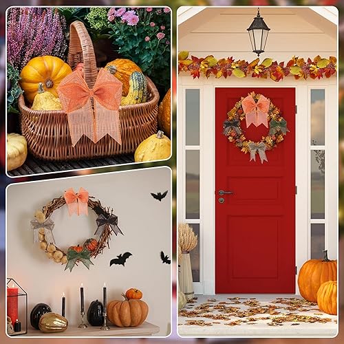 Miniatura 7 de WILLBOND 8 rollos de cinta de arpillera de otoño de 44 yardas naranjachocolateverde militaramarillo claro de 2.4 pulgadas, 1 pulgada, cinta de