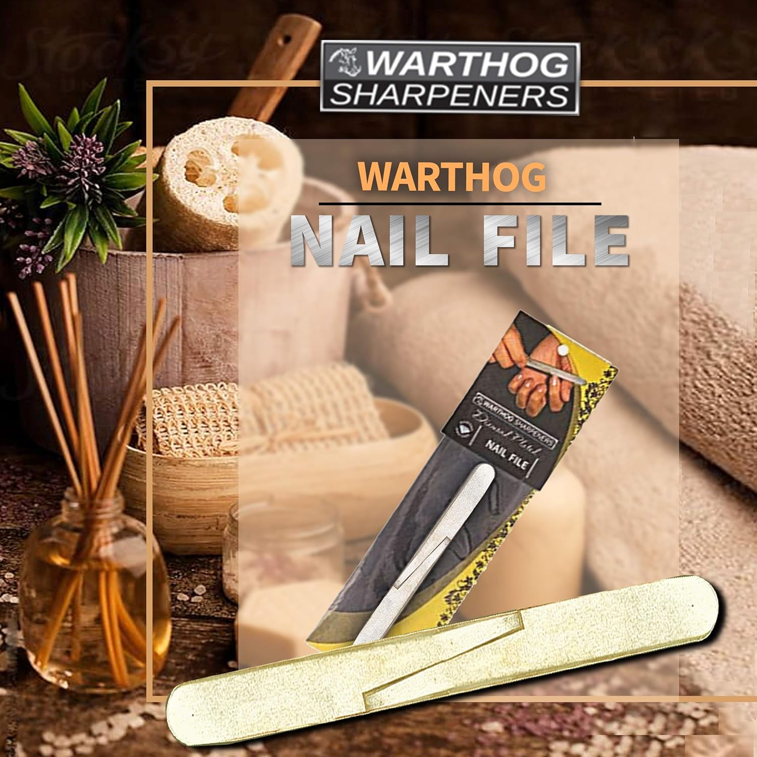 Warthog Diamond Nail File - Two Grits, Medium and Coarse - Nail Files for Acrylic Nails and Natural Nails