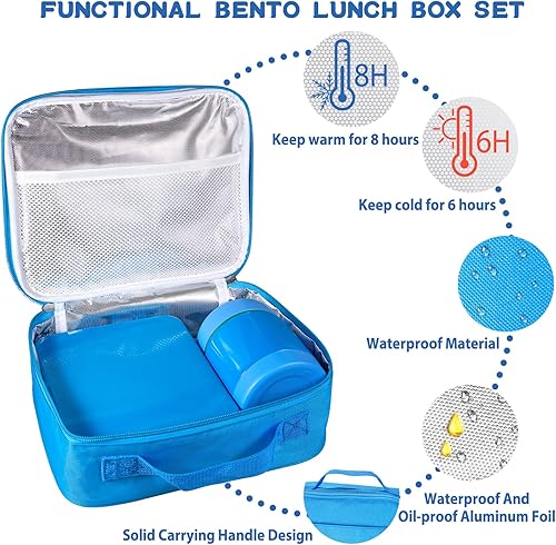 Miniatura 2 de Lonchera Bento para niños con termo de sopa de 10 onzas, recipientes de almuerzo a prueba de fugas con 4 compartimentos, tarro térmico para