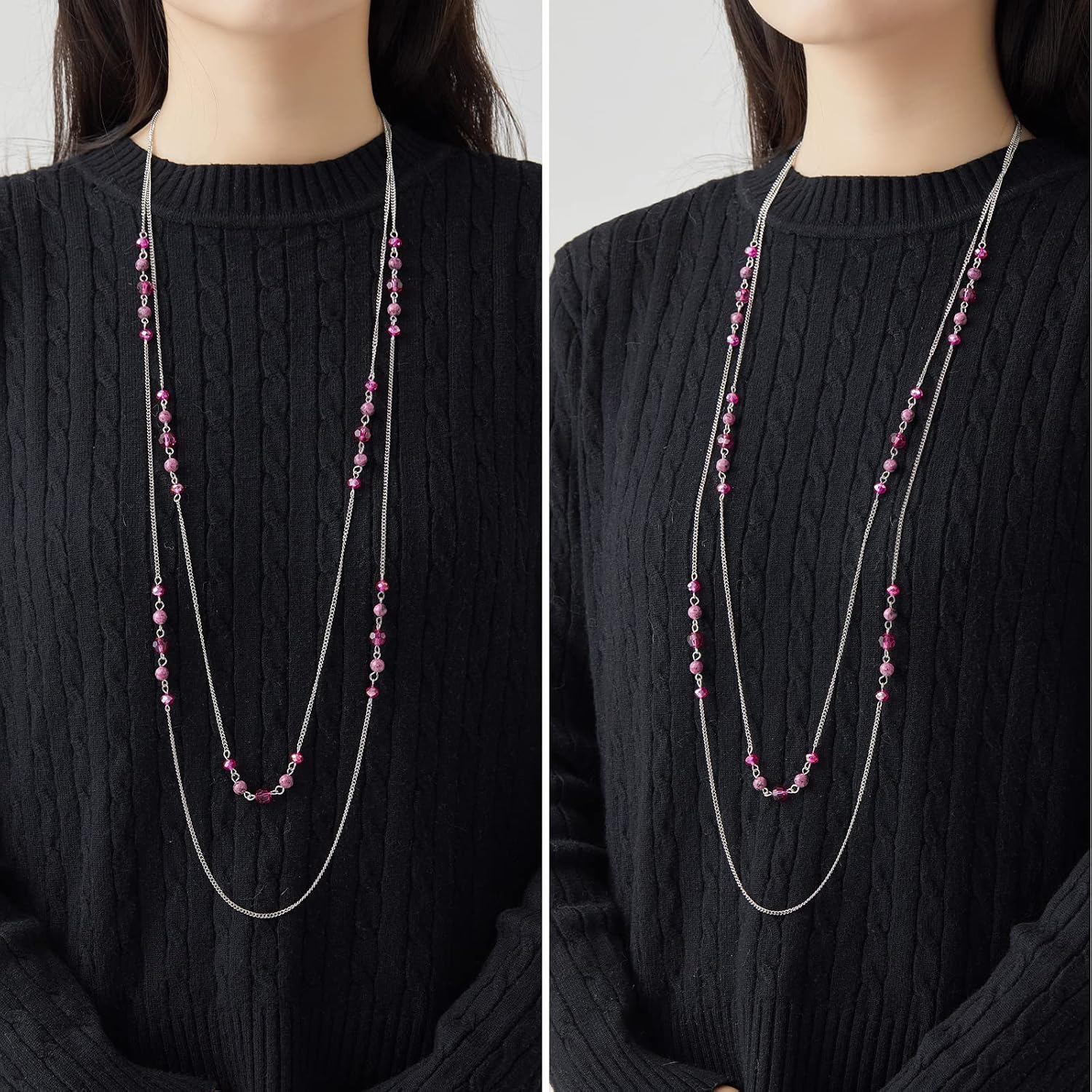 Noessla Long Silver Necklace for Women Bohemian Layered Statement Costume Long Necklaces for Women Fashion Jewelry Mothers Day Gifts - Image 4