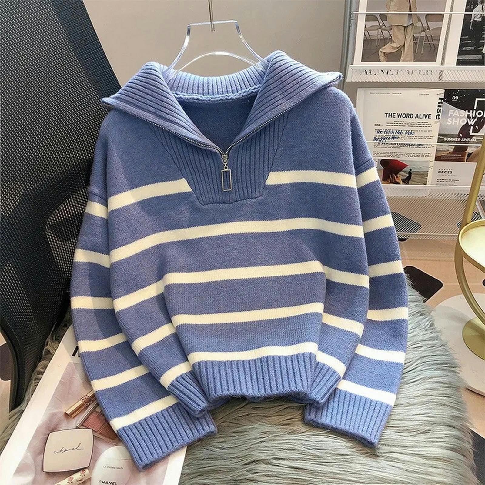 Maglione Donna Sweater Casual Maglione A Maglia A Maglia A Maglia Vintage A Mezza Certifica per Pentola per Pentola per Pentola da Donna Sciolta Maglioni Sciolte Chic