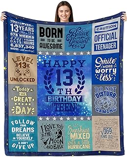 13 Year Old Boy Gift Ideas, Gifts for 13 Year Old Boy Blanket 60"x50",13th Birthday Gifts for Boys, Birthday Gifts for 13 Year Old Boys, 13th Birthday Decorations for Boy Girls Teen Throw Blanket