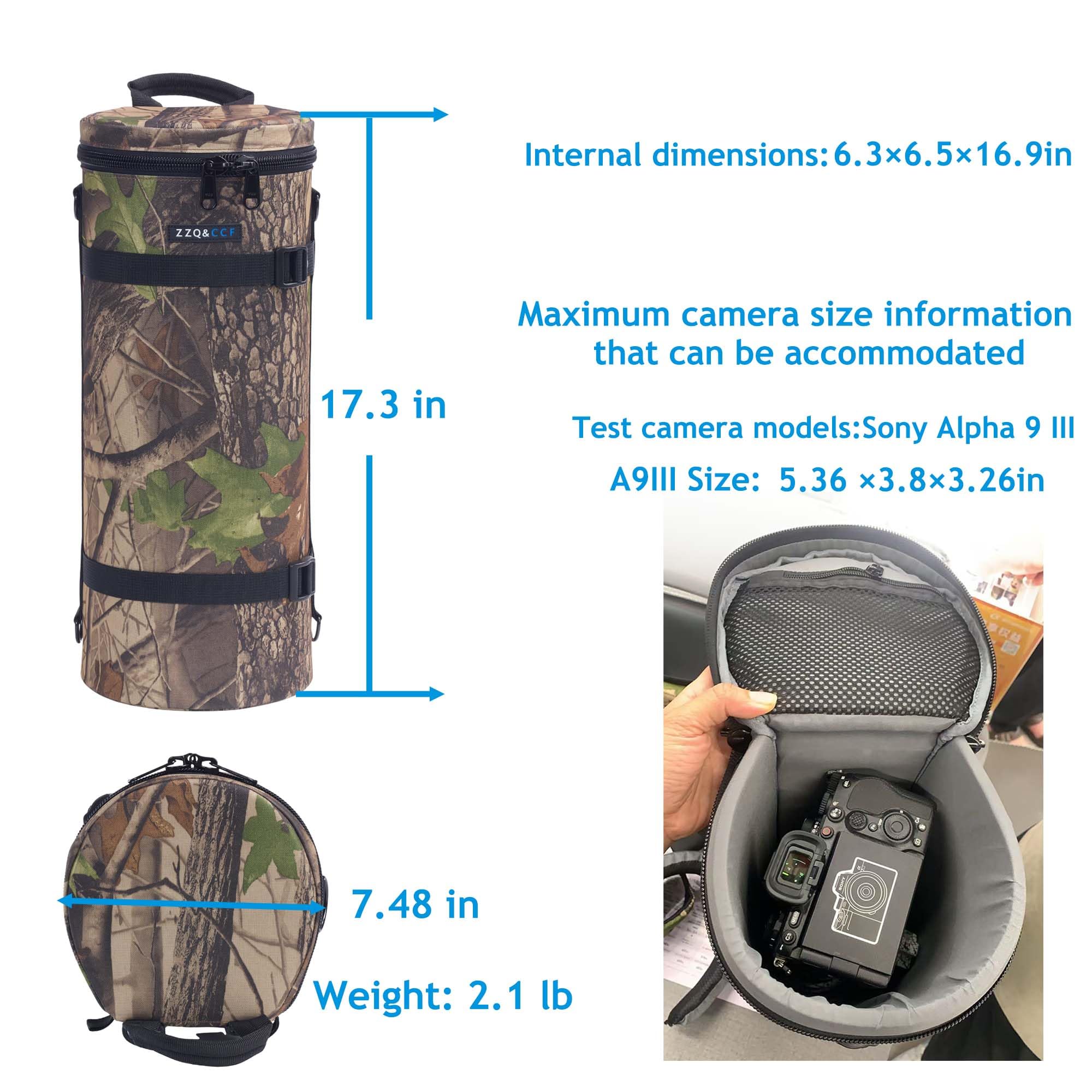 ZZQ&CCF Kameralinsen-Tasche für Sony FE 400–800 mm f/6.3–8 G OSS Super-Tele-Zoomobjektiv, wasserabweisende Objektiv-Reise-Schutzhülle mit Schultergurt, stoßfeste Innenseite, #UCP