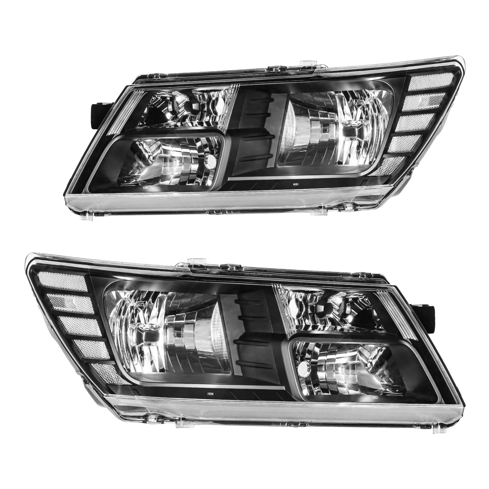 ZonCar Headlight Assembly,Black Headlights Compatible with Journey 2009-2020,Clear Reflector Color Clear Lens Color, OE Style Replacement Headlight Assembly