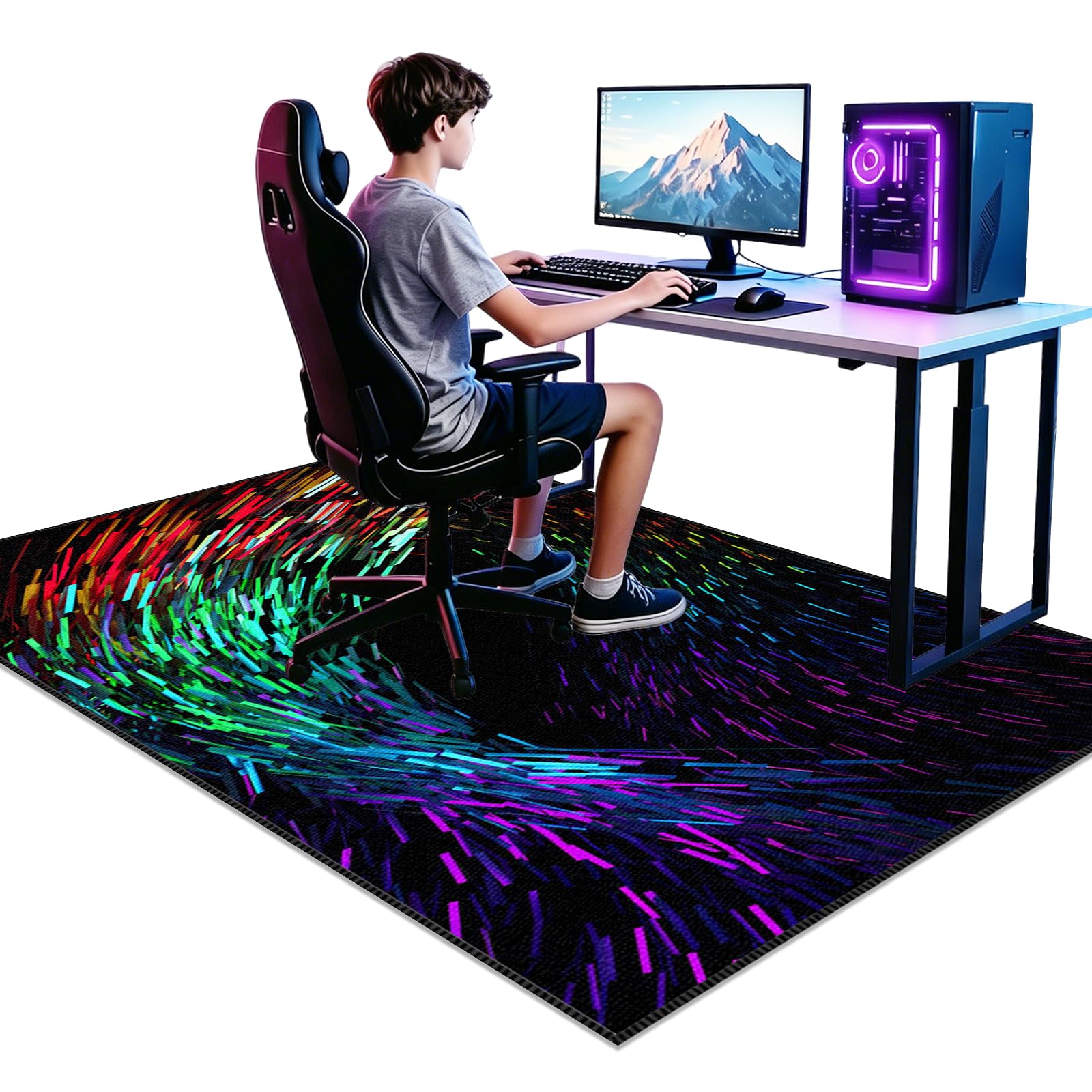 Tappeto per Sedia Gaming, Tappeto da Gioco per Cameretta dei Ragazzi, Protezione Parquet e Pavimenti Duri, Decorazione per la Sala Giochi dei Bambini, Gaming Tappeto Sedia Lavabile 90 x 140cm