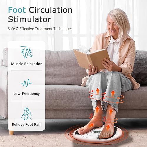 Miniatura 8 de KNQZE Masajeador de pies para neuropatía, TENS + EMS estimulador de pies para circulación, 10 modos + 20 intensidades, control remoto inalámbrico,