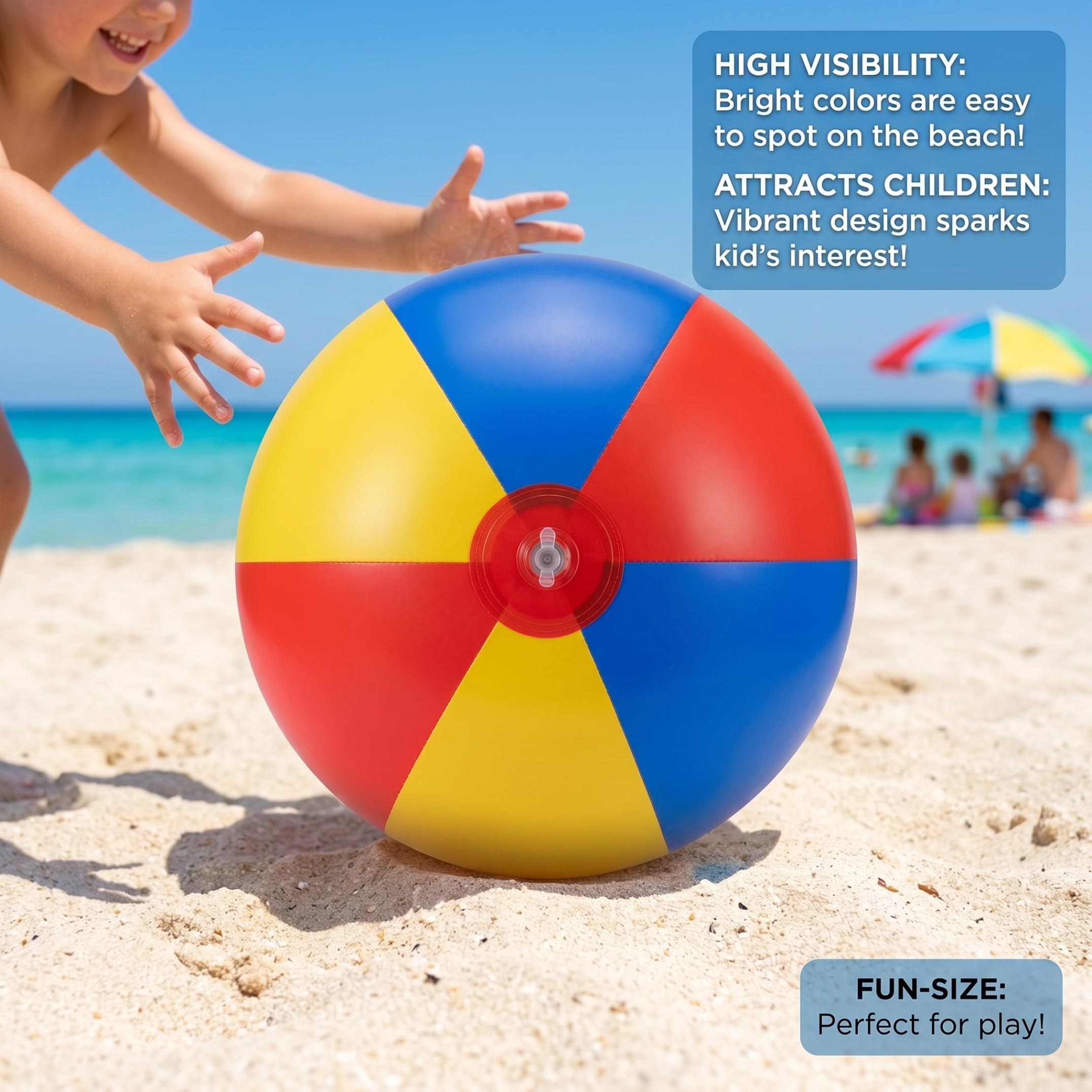 Pallone da spiaggia, pallone da spiaggia in PVC morbido, palloni gonfiabili giganti per bambini - Rosso, Giallo, Blu, 130 cm/51, 18 pollici