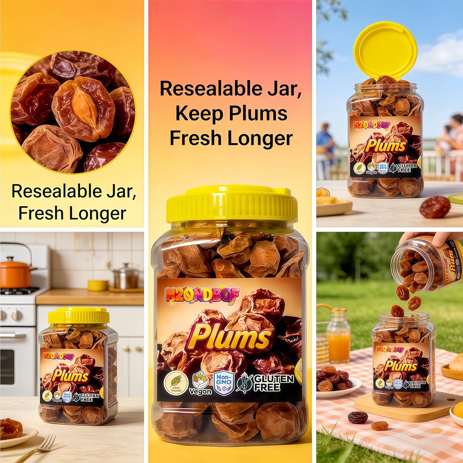 Salty, Sweet & Tangy Preserved Plum (Crack Seed) - Chewy & Flavorful Dried Fruit Snack, Complex Umami Taste, 17.6oz (500g) Jar for Anytime