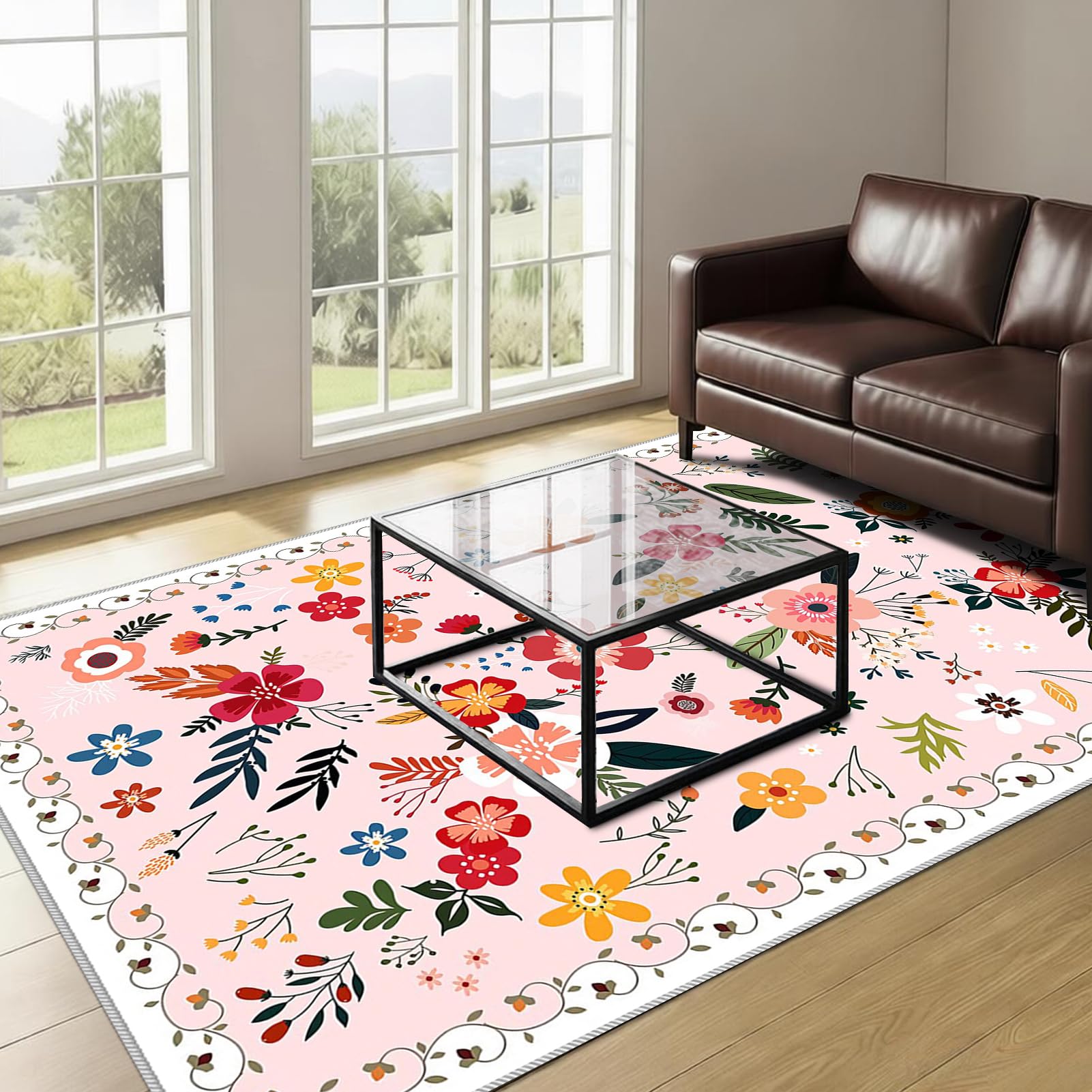Dywan do salonu w stylu vintage, 140 x 190 cm dywaniki do sypialni, salonu, sypialni, kuchni, jadalni, duży dywan z krótkim włosiem, dywan do jadalni, antypoślizgowy zmywalny dywanik kuchenny