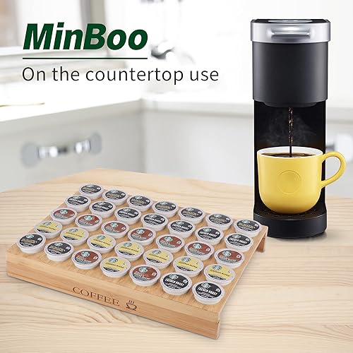 Vista 4 de MinBoo BamBoo - Soporte para tazas K para cajón o encimera, organizador de cápsulas de café, soporte para 35 cápsulas de café, soporte para cápsulas