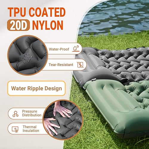 Miniatura 5 de KingCamp Base de cama de aire para campamento con almohadillas inflables ultraligeras para mochileros, marco de cama inflable individual alto para