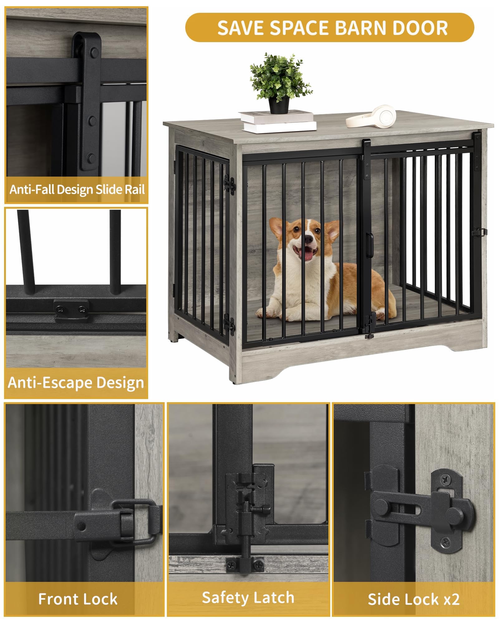 Amazon.co.jp: Hzuaneri 32インチ 犬用クレート家具 納屋の扉付き 高