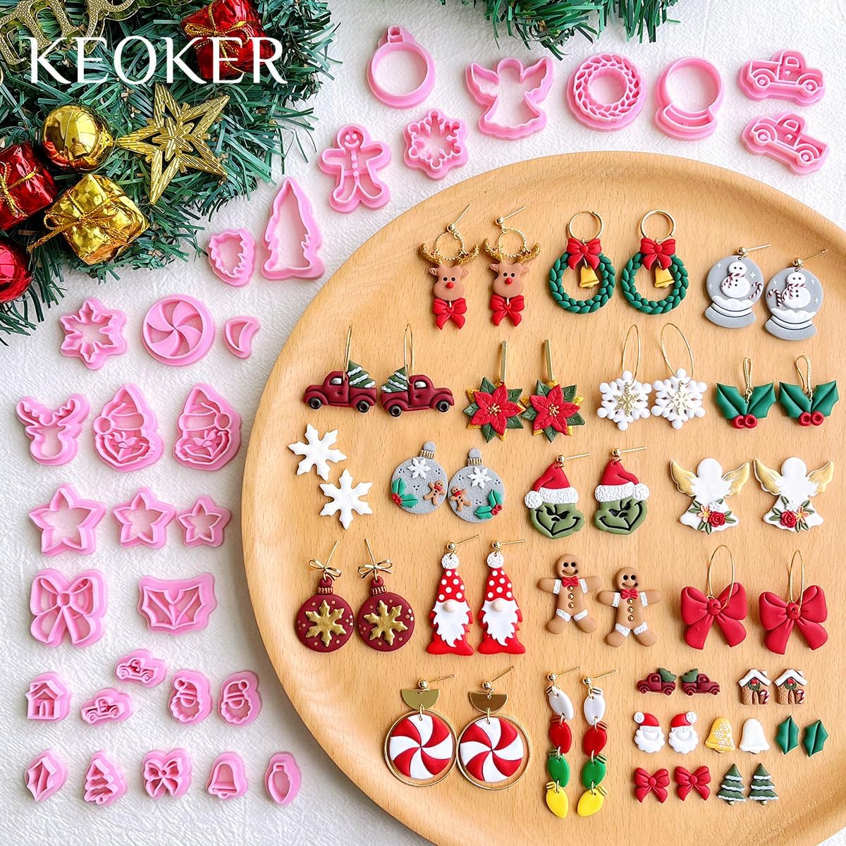 Keoker Christmas Clay Cutters, 31 PCS Polymer Clay Cutters for Earrings Making, Mini Shapes (All 2)