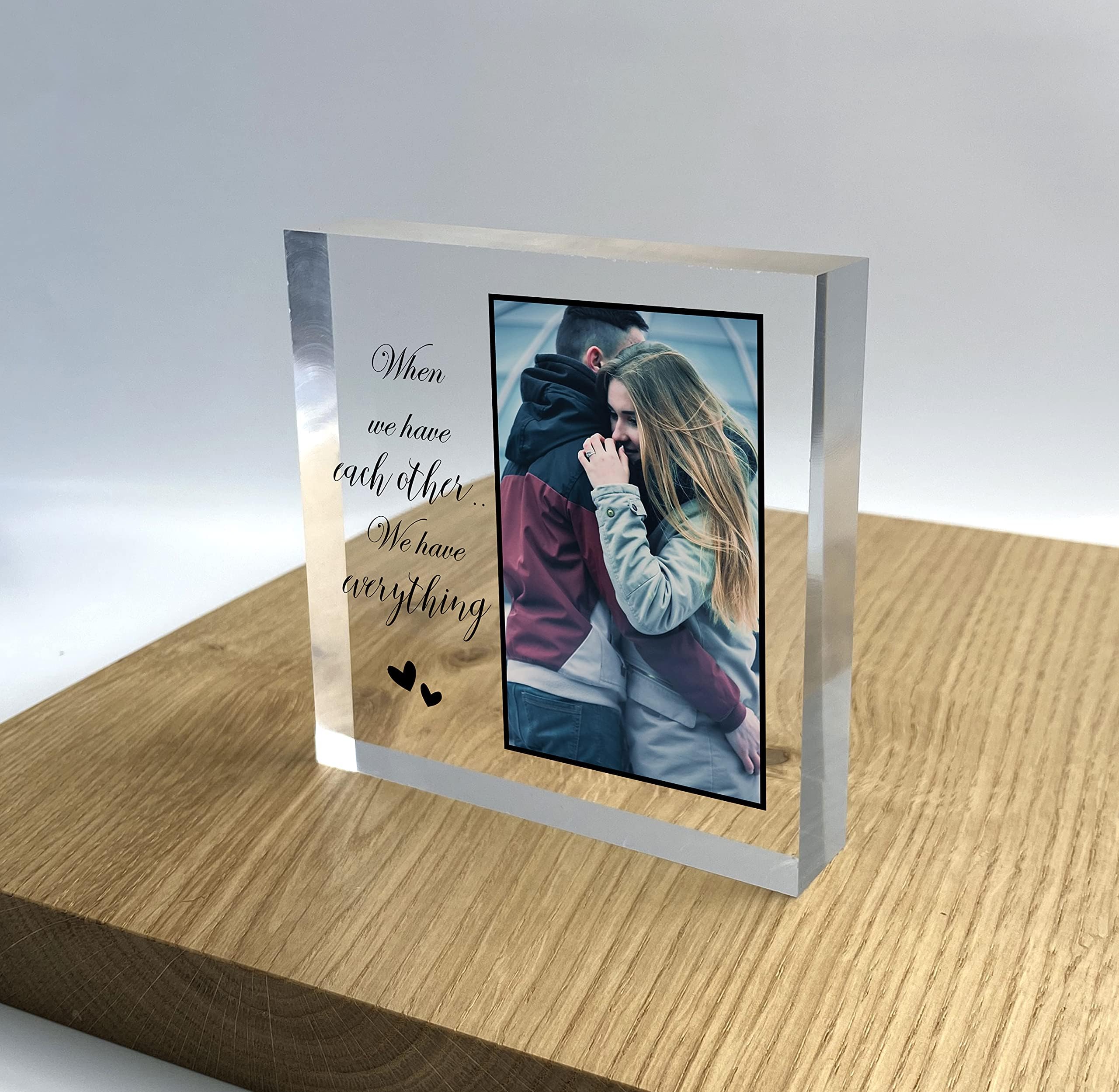 TULLUNPersonalised Custom Acrylic Block Plaque Photo Text 3D Effect - Everything
