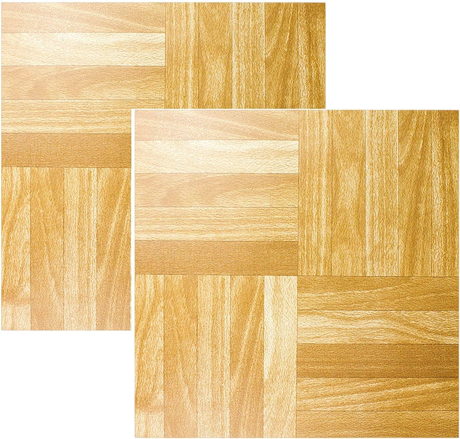 36ft² Self Stick Vinyl Wooden Square Style Floor Tiles Adhesive Easy