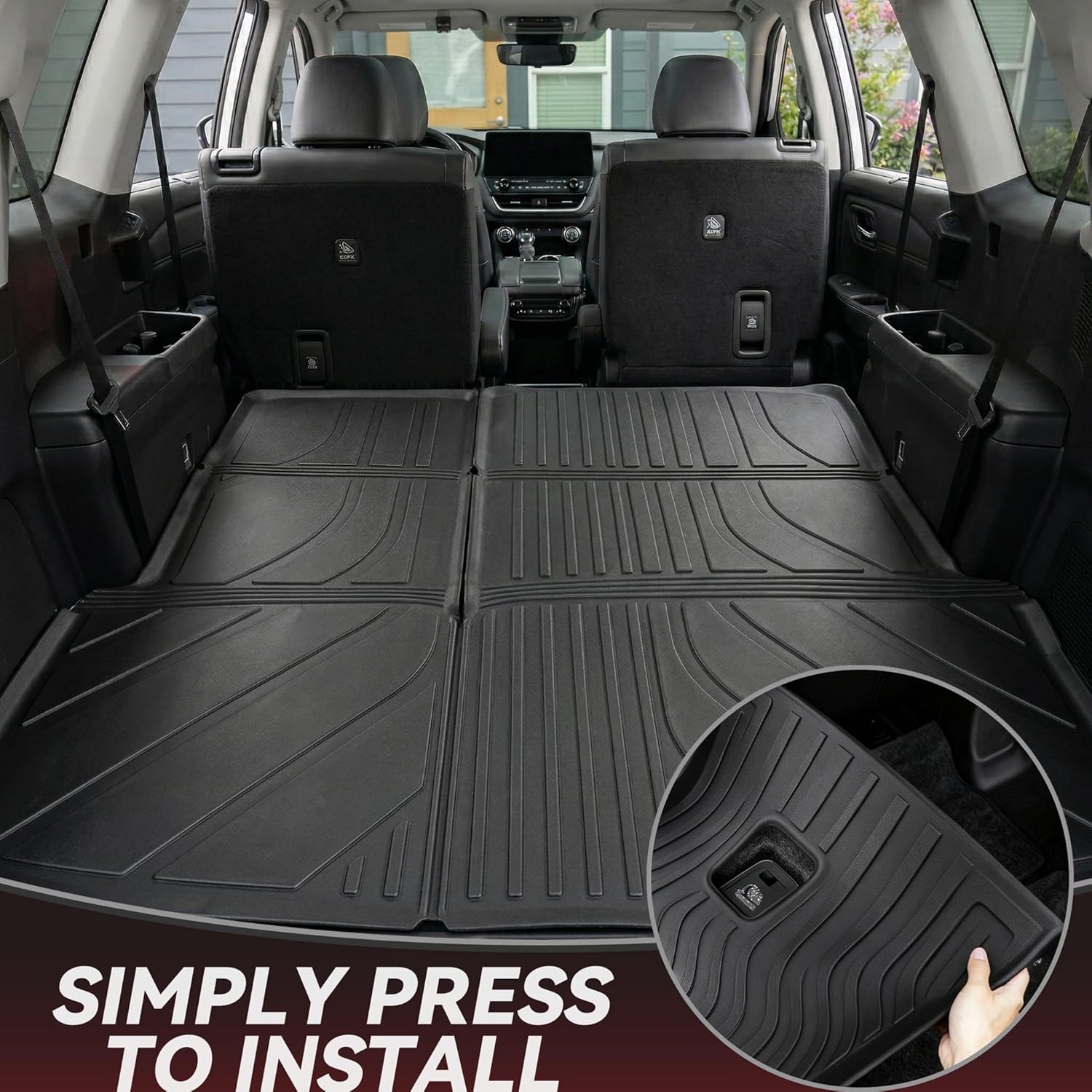 YITAMOTOR Upgraded Floor Mats Fit for Toyota Grand Highlander 2024-2026 7 Seats with Subwoofer (Include Hybrid), Custom Fit 3 Row Cargo & Liner Set, All-Weather TPE Full Set Trunk Mats, Black