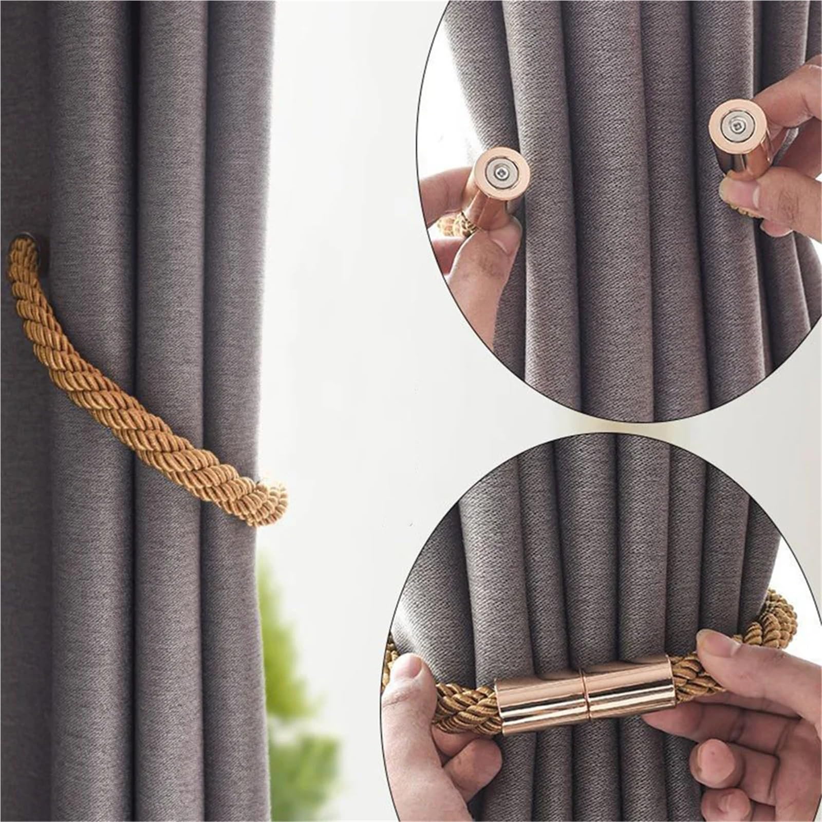 Lot de 10 embrasses de rideaux magnétiques pour rideaux - Fixation sans perforation (couleur 6)