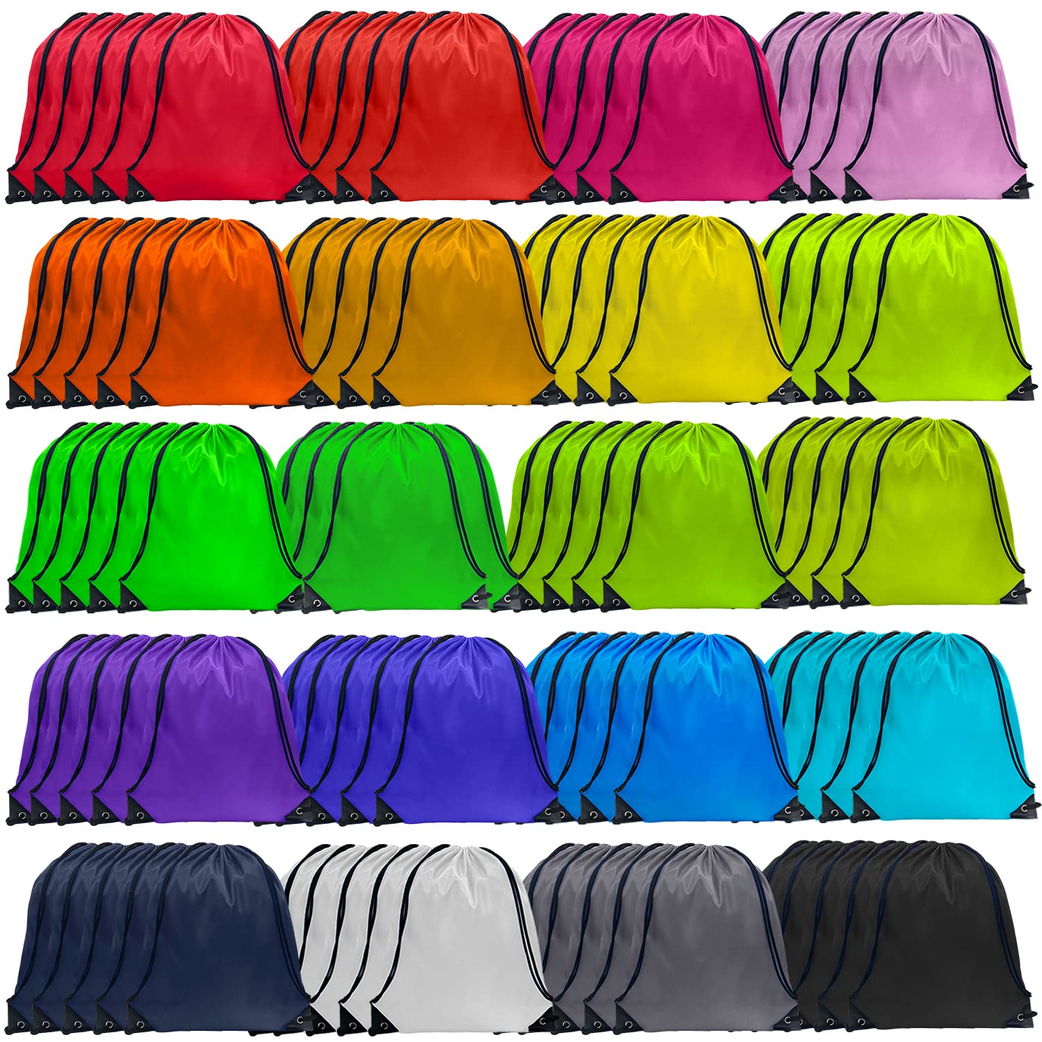 GoodtoU Backpack, 100 Pcs Drawstring, 11.4L, 20 Colors, Nylon, Foldable, Adjustable Straps, Unisex, School, Travel, Sport, Work