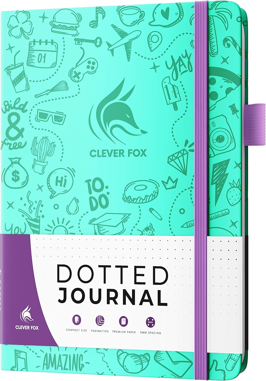 Clever Fox Dotted Journal 2.0, Compact Planning and Sketching Dot Grid Notebook 120 GSM Thick, No-Bleed Paper